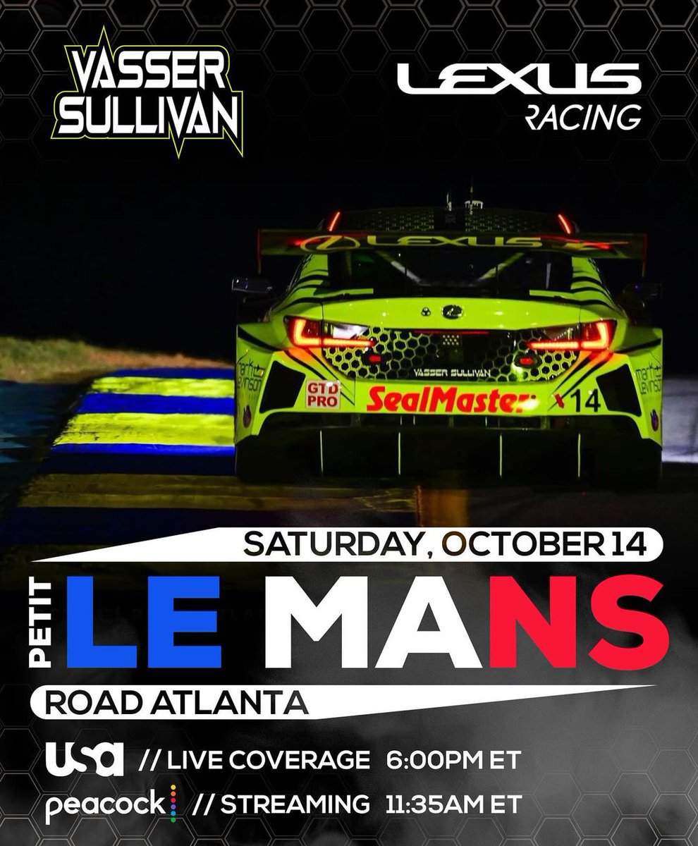 All roads lead to #PetitLeMans. Join us for all the fireworks this Saturday! #LexusRCF #LexusRacing #IMSA 🏁