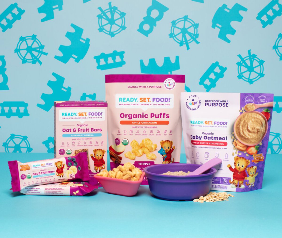 The @_ReadySetFood x Daniel Tiger collection has a variety of products to help you start early allergen introduction with your little tigers. You can find out more and check out their newest offerings at their website!