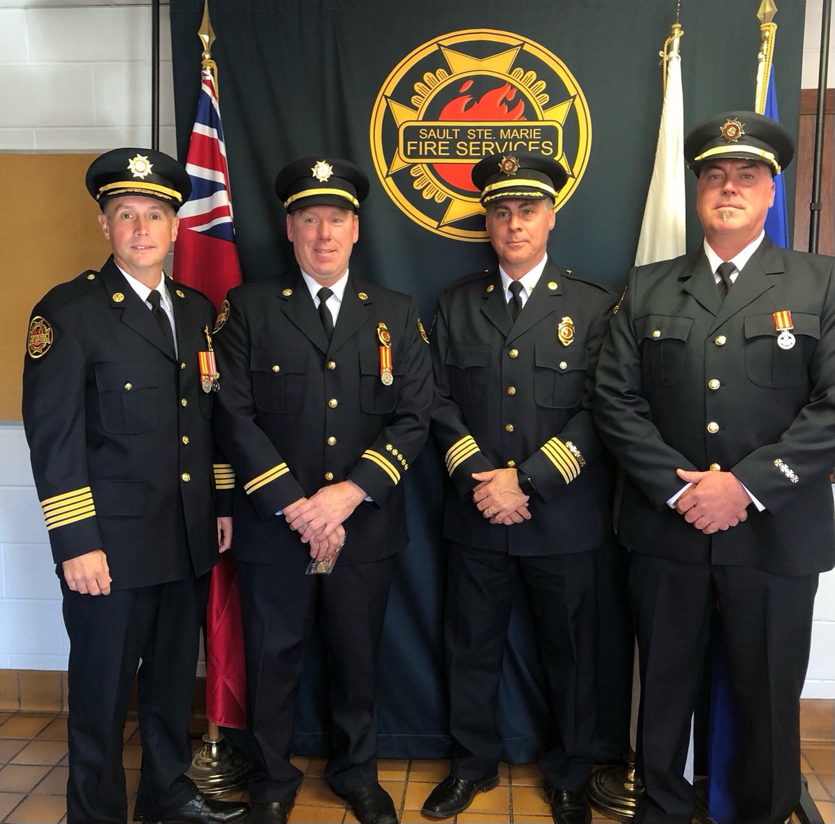 ChiefPJ's tweet photo. Staff recognized for their service today, 20, 25 &amp; 30 year medals &amp; bars presented. Thank you ⁦@CitySSM⁩ CAO White &amp; ⁦@SooShoe⁩ for attending and presenting. DC Oliverio, Captain Halle &amp; Captain Bishop, thank you for your service to our community. https://t.co/JNJSygckWC
