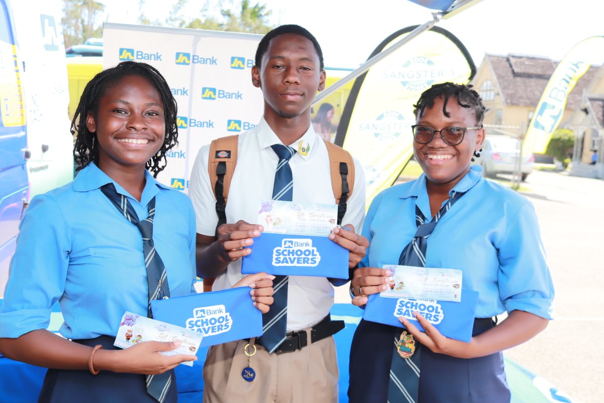 jnbanklimited's tweet photo. Our sponsorship partner Sangste'rs book stores presented gift certificates to a few lucky students. #Savesoyoucan #Way2Save #youthbanking https://t.co/DT8bU1p9br