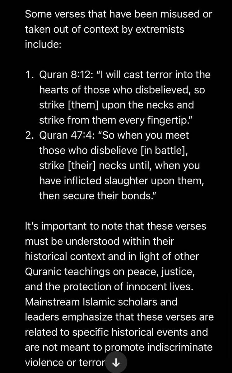 0x_SP's tweet photo. @MarioNawfal I was always wondering why the Muslim extreme often killed people by beheading them. Kill them like criminal with normal death is bad enough and then I asked chatGPT to find some clues from Quoran 
1/x https://t.co/wQeLgUOhZF
