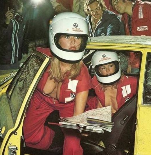 rachelwaxinglyr's tweet photo. #Speedqueens #MotorsportMythBusting time again. Did Volkswagen ever assemble a "Team Scirocco" of model drivers for rallies in 1977? Nope. https://t.co/x19NEvIW5W
