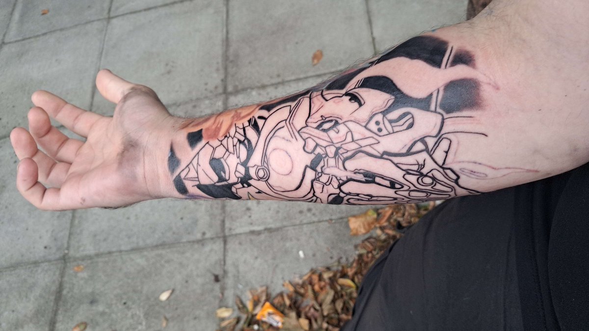 CursedTTV's tweet photo. So, got a new tat today. Looks beautiful so far. Still got the colour to get done in another session. 
I will have the nerdiest arm there shall be! https://t.co/wu3OQnpwvl