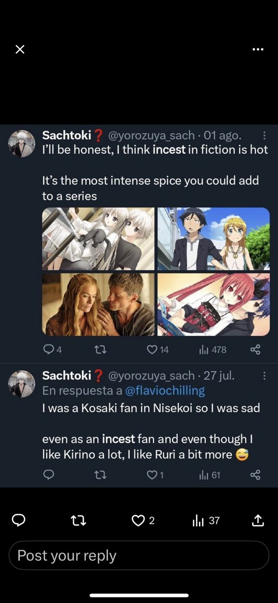 SansFruity's tweet photo. @yorozuya_sach Also stop trying to excuse it because you have a fucking fetish for underage girls being fucked by their own family members you sicko https://t.co/7hj5bo5BKF