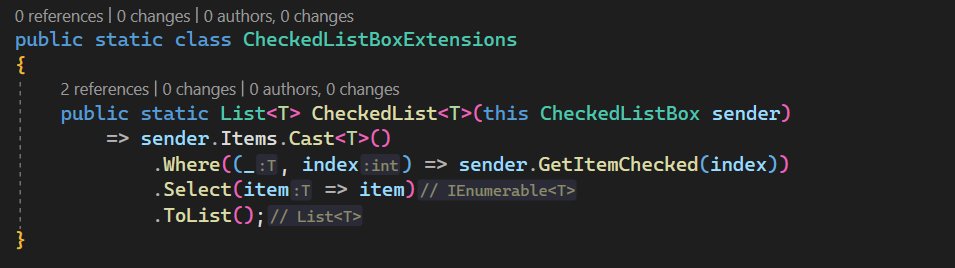 KarenPayneMVP's tweet photo. Been answering questions on many forums for years and wonder when a developer gets some experience with C# or VB .NET they never take the time to learn the basics of generics?

Example 1 allows a developer to use a CheckedListBox with a list of string or other type and keep code clean.

Or perhaps for any project type consistency for in this case IComparable e.g. DateTime and numerics

Or who wants to see the following in business logic

Those who understand why it is prudent to know the fundamentals of generics is going to make life easier down the road. Pass on your expertise.