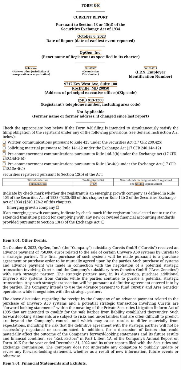 OdaSkillsInvest's tweet photo. ๐ Big news for $OPGN! Curetis GmbH, a subsidiary, received a 750,000 euros advance from a strategic partner for Unyvero A50 systems. This is linked to potential strategic talks involving Curetis & Ares Genetics. Keep an eye on this one! ๐งฌ๐ #OpGen #BiotechUpdate #StockNews https://t.co/PNRl5ylnbw