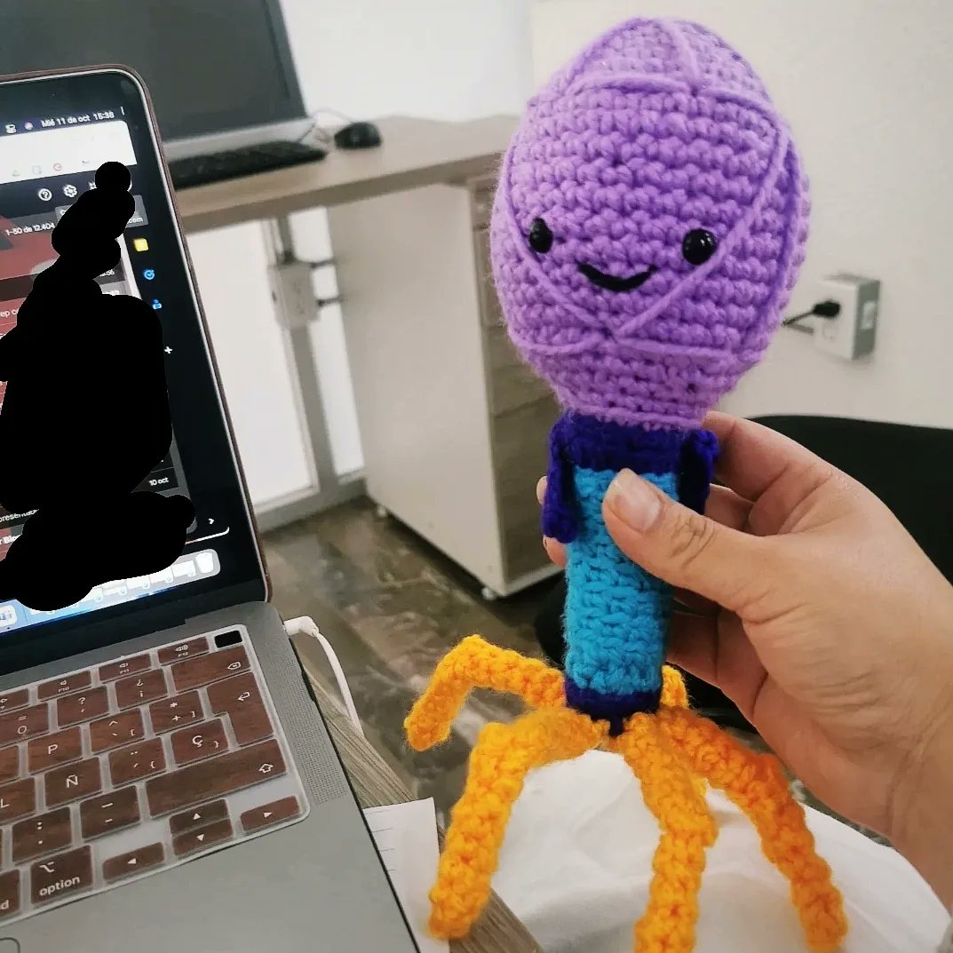 lavirologa's tweet photo. 🙆🏻‍♀️Me regalaron un #fago
 🥰😍❤️
#phage #bacteriphage #viruseverywhere https://t.co/UgM15CEHjt