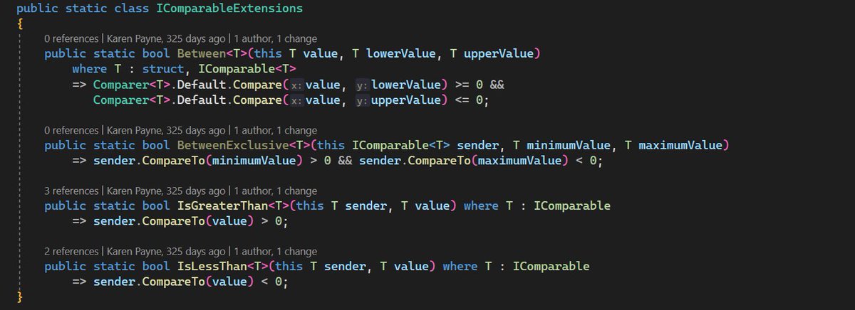 KarenPayneMVP's tweet photo. Been answering questions on many forums for years and wonder when a developer gets some experience with C# or VB .NET they never take the time to learn the basics of generics?

Example 1 allows a developer to use a CheckedListBox with a list of string or other type and keep code clean.

Or perhaps for any project type consistency for in this case IComparable e.g. DateTime and numerics

Or who wants to see the following in business logic

Those who understand why it is prudent to know the fundamentals of generics is going to make life easier down the road. Pass on your expertise.