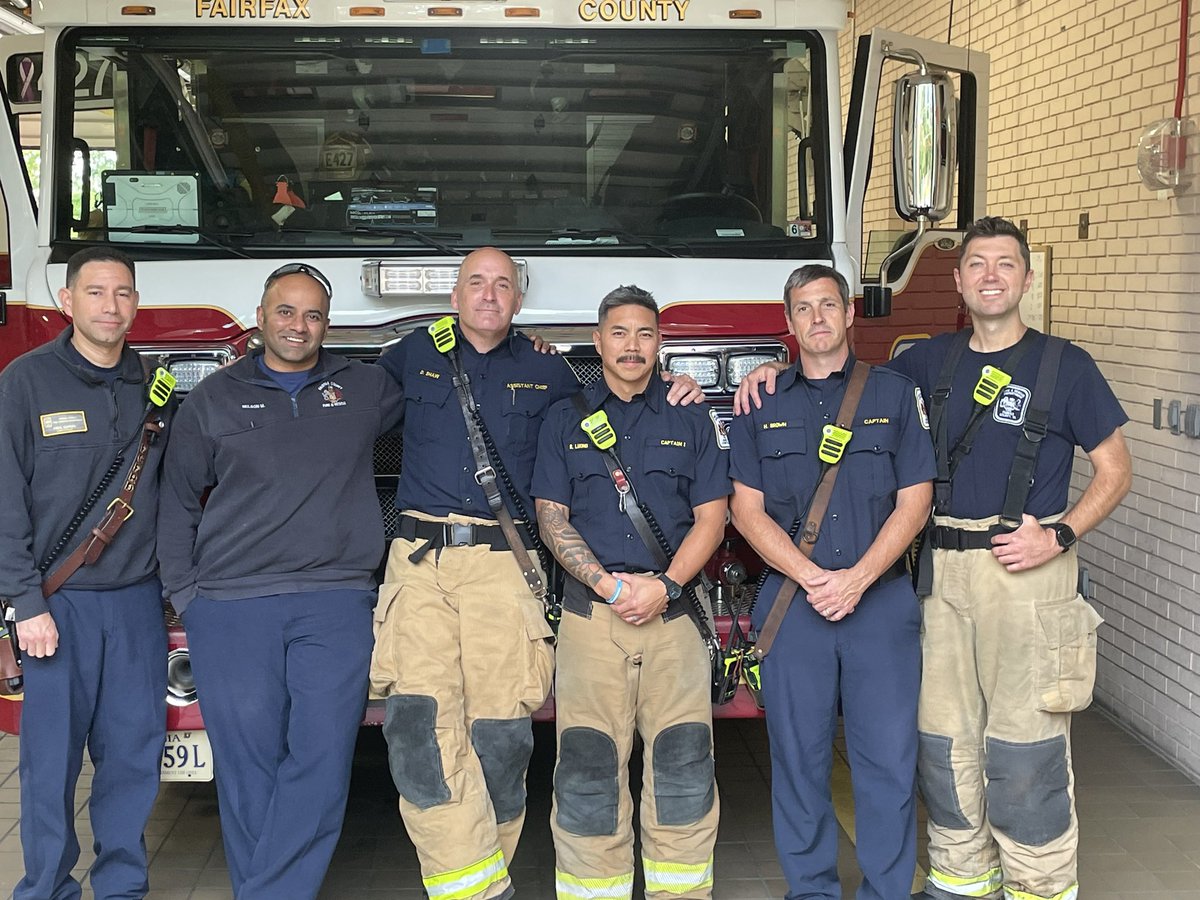 Personnel from the rank of Assistant Chief to Lieutenant from <a href="/ffxfirerescue/">Fairfax County Fire/Rescue</a> administration gave the personnel from Engine and Ambulance 427 twelve hours off today as a reward for 27/C collecting the most per capita during the 2023 #FairfaxCounty #FillTheBoot benefiting <a href="/MDAorg/">Muscular Dystrophy Association</a>
