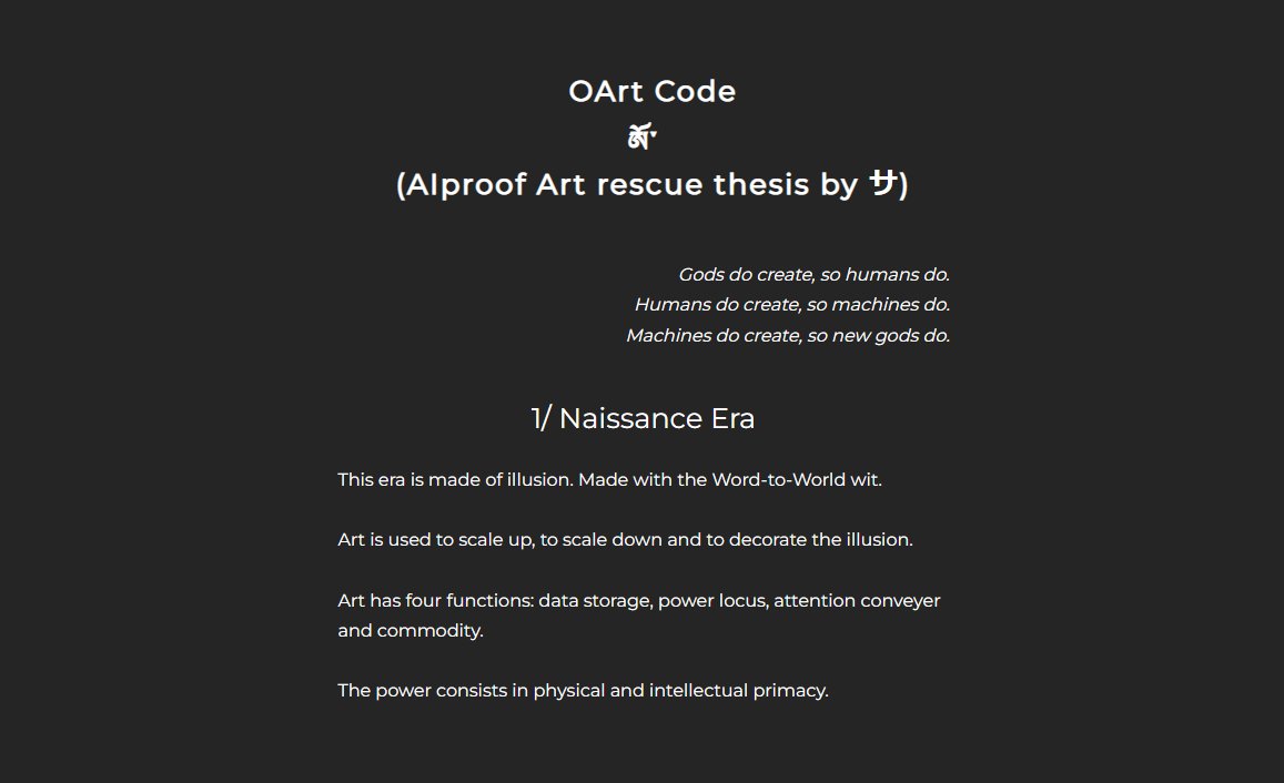 horomox's tweet photo. ⚛️ OArt Code is here and now  

The theoretical foundation of the on-going conceptual series of works on the crossroads of simulation and AI singularity theories, quantum mechanics and eastern contemplative philosophies.    
---> Link in profile  

#OArtCode #AIproofArt #quantumart #quantumaiart