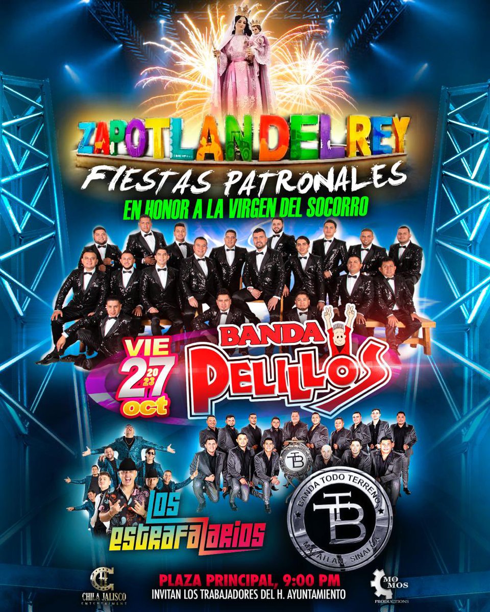 Zapotlan del Rey Jalisco 
Nos vemos el Viernes 27 de Octubre 2023. Los trabajadores del H. Ayuntamiento Invitan
#BandaPelillos #MomoProductions