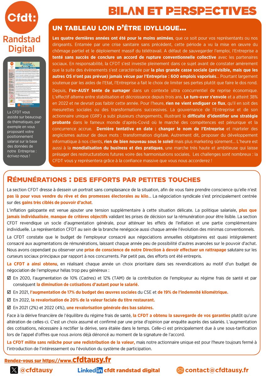 cfdtausy's tweet photo. Consultez la profession de foi de la section  syndicale CFDT dans le cadre du second tour des élections  professionnelles au CSE 2023-2027 ! https://t.co/jB47Ds4lrm
