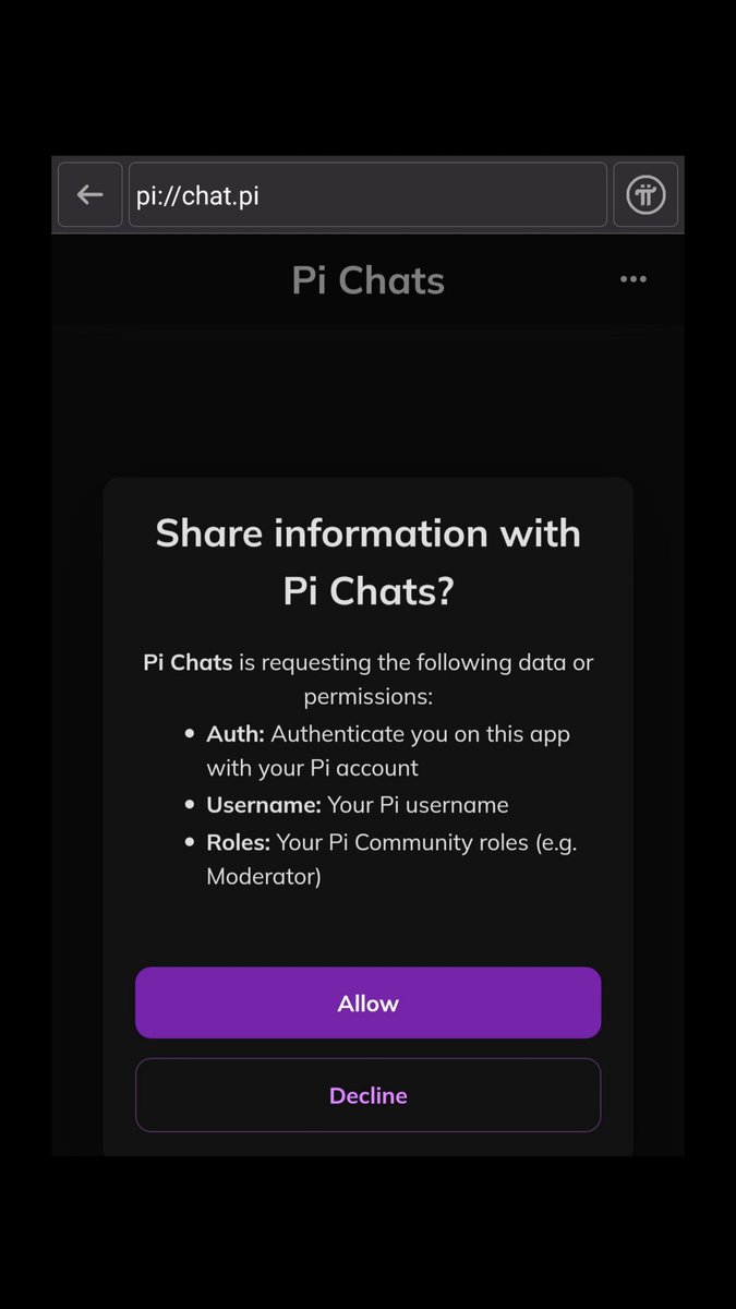 Arte55307246's tweet photo. I just got this message in Pi Browser when I wanted to access the chats. Has anyone else seen this screen? #PiNetwork #WhatIDoForPi #Piweb3 https://t.co/dhE2NTsVQE
