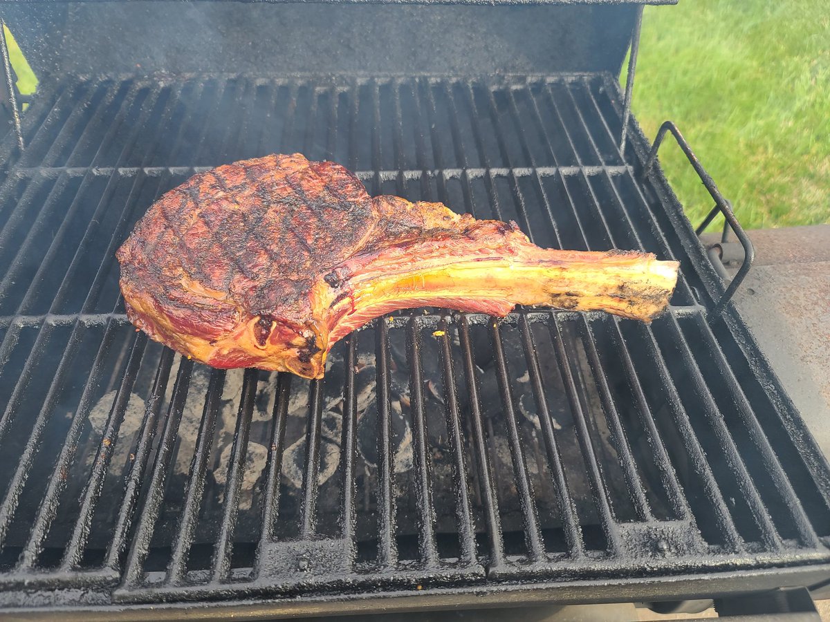 No adult supervision tonight, so I'm grilling me a tomahawk steak and enjoying a cigar and a mezcal.