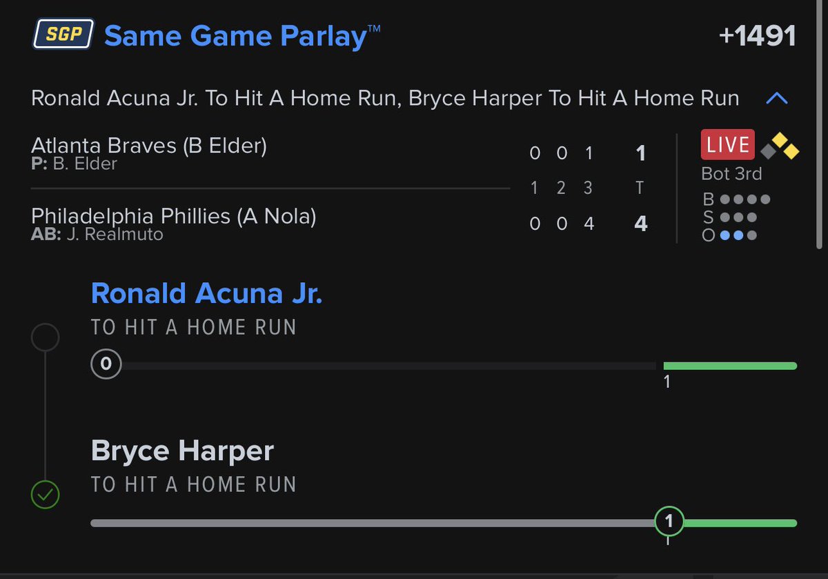 LCapitanBets's tweet photo. Acuna Homerun OR Olson hit. Either one of those happen? I’m giving away $100 tonight. Let’s work 🙏🏽
.
.
I’ll choose 2 people that RT &amp; Like 🫡
https://t.co/dpxCdZxNsH https://t.co/xf2zljcyhg