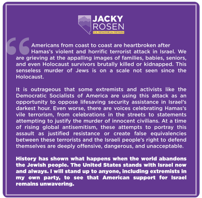 VictorJoecks's tweet photo. If @SenJackyRosen is serious about standing up to anti-Semitism within the Democrat Party, this garbage statement from @SenSanders would be a good place to start. https://t.co/QYSBocRog7