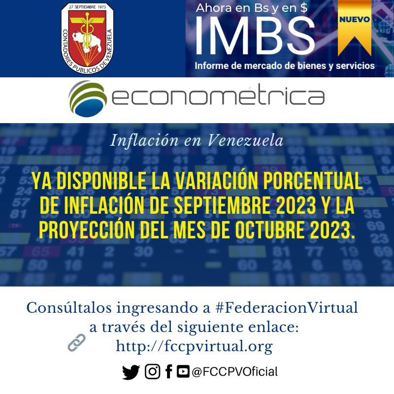 FccpvOficial's tweet photo. 🚨📈 ÍNDICES Y TENDENCIAS: ¡Atención! Actualizada la variación porcentual de inflación en la plataforma #FederacionVirtual convenio entre FCCPV y Econométrica. Adicionalmente contamos con el Informe de Mercado de Bienes y Servicios en Bs y en $

🌐 https://t.co/iwe9J5QnVZ https://t.co/xwIWkTAPnf