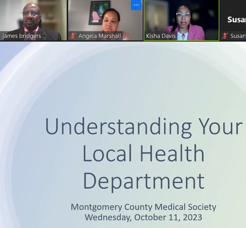 <a href="/MCDHHSDirector/">Montgomery County DHHS Director's Office</a> &amp; <a href="/kishadavismd/">Kisha Davis</a> speaking to <a href="/MontMedicine/">MCMS - Montgomery County Medical Society</a> about the work that DHHS does and how it can partner with MoCo's physicians. Thank you for your partnership!