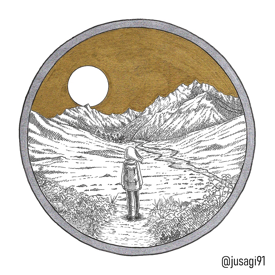 Jusagi91's tweet photo. Day 11: WANDER โฐ๏ธ ๐๐ถโโ๏ธ
#inktober #inktober2023 #inktoberwander #wander #vagar #ink #golden #silver #sketchbook #jusagi91 #montains #traveler #mount #nature #myart #traditionalart #october #staedler #pentouch #inktober2023wander #inktoberchallenge #inktober52 #inktobermexico https://t.co/nk0eGMGhLb