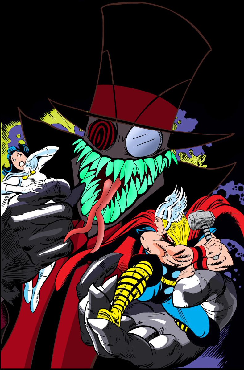 YomarValle2's tweet photo. ¡The mighty Thor vs Black Hat!
⚡🔨🎩
#Marvel #MarvelComics #Thor #MarvelStudios #marvelthor #themightythor #jackkirby #BlackHat #Villainous #Villains #villainousfanart #cartoonfanart #fanart #drawings #comics #comicsfanart #Fanarts https://t.co/GM4G5C8wHa
