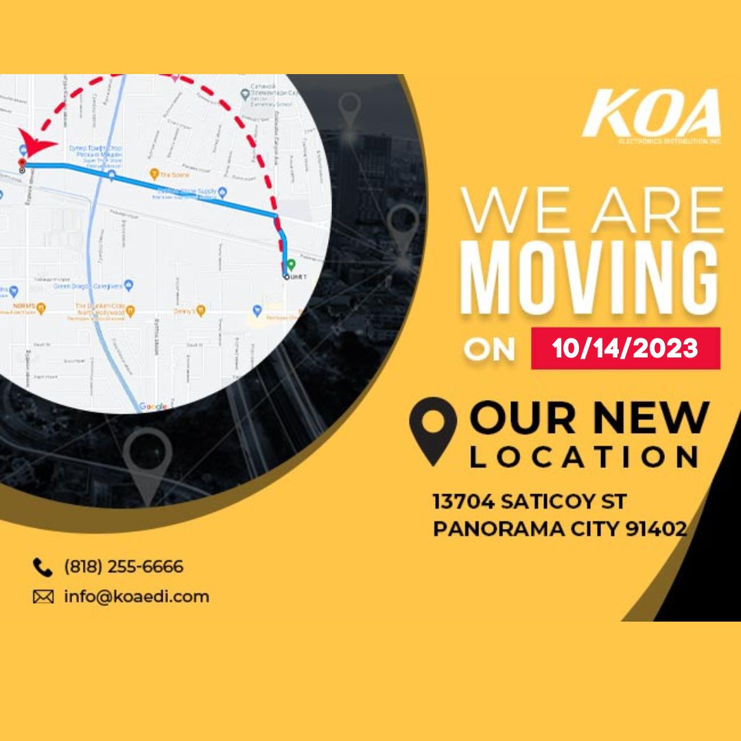 koaedi's tweet photo. We're #Moving! #finally! 

We're so excited to #officially begin servicing our #customers at the #NEW KOA #HQ on 10/14/2023! 

Questions? Contact feedback@koaedi.com

#newlocation #newstore #newbusiness https://t.co/sBZ3Ap4xKv