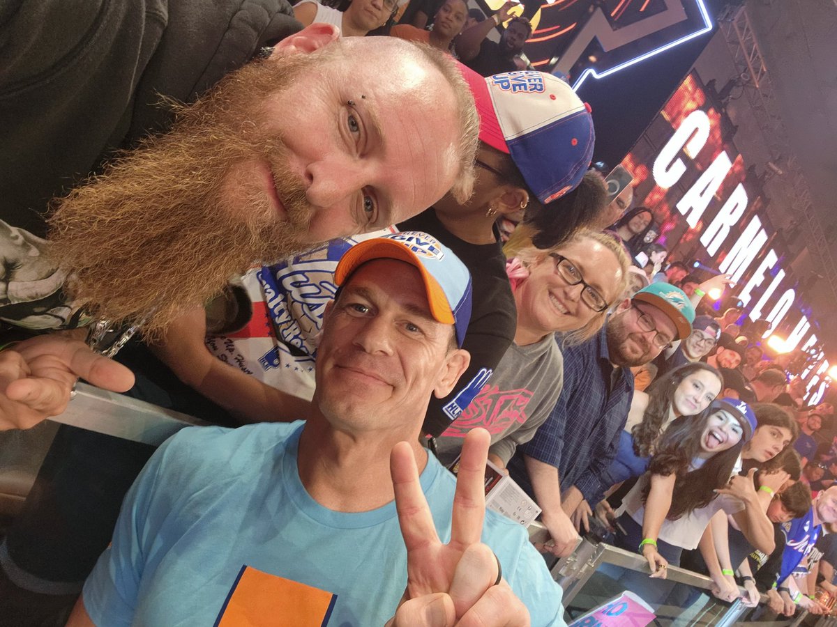 WrestleClips's tweet photo. Remember the fan John Cena rap battled with 20 years ago before a PPV?

They reunited last night during NXT 🥹❤️ https://t.co/gu1m99R1a4