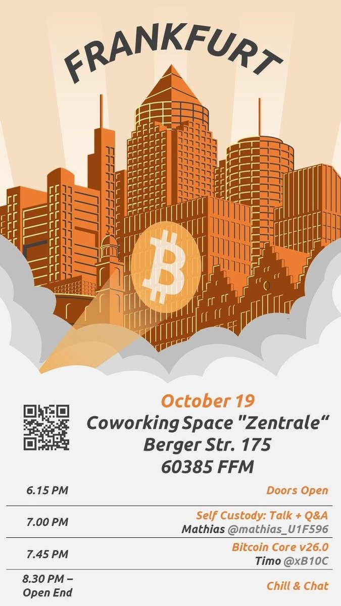 Das nächste Frankfurter #Bitcoin Meetup steht an!💥

Wann?  

➡️19.Okt ab 18h 

Wo? 

➡️Die Zentrale - Berger Str. 175