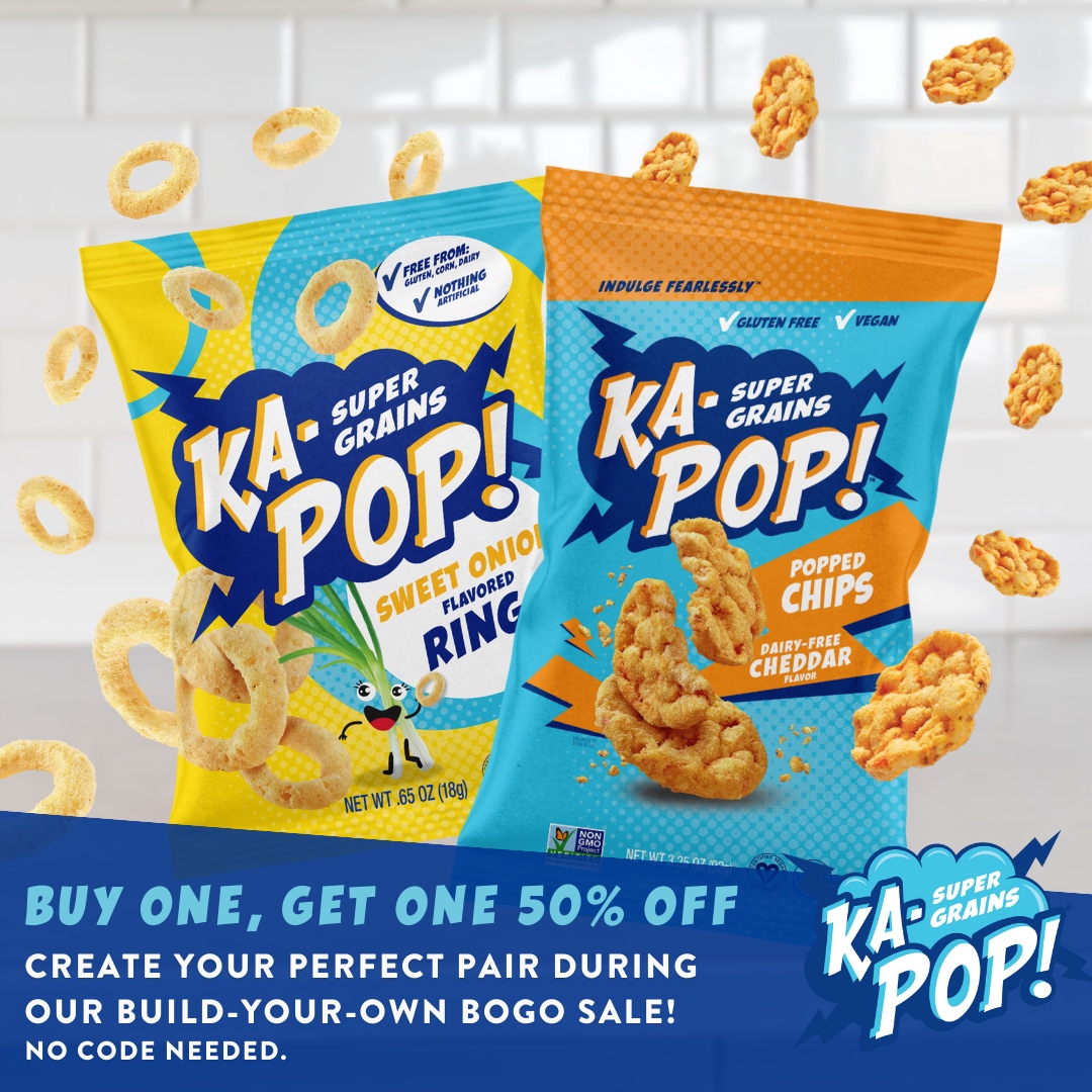 🛒Buy one, get one 50% off on your favorite Ka-Pop! Snacks. Whether you're in the mood for sweet, savory, or a bit of both, it's all up to you!

Shop now and snack your way to savings kapopsnacks.com/collections/all👈

#FoodAllergies #DairyFree #HealthySnacks