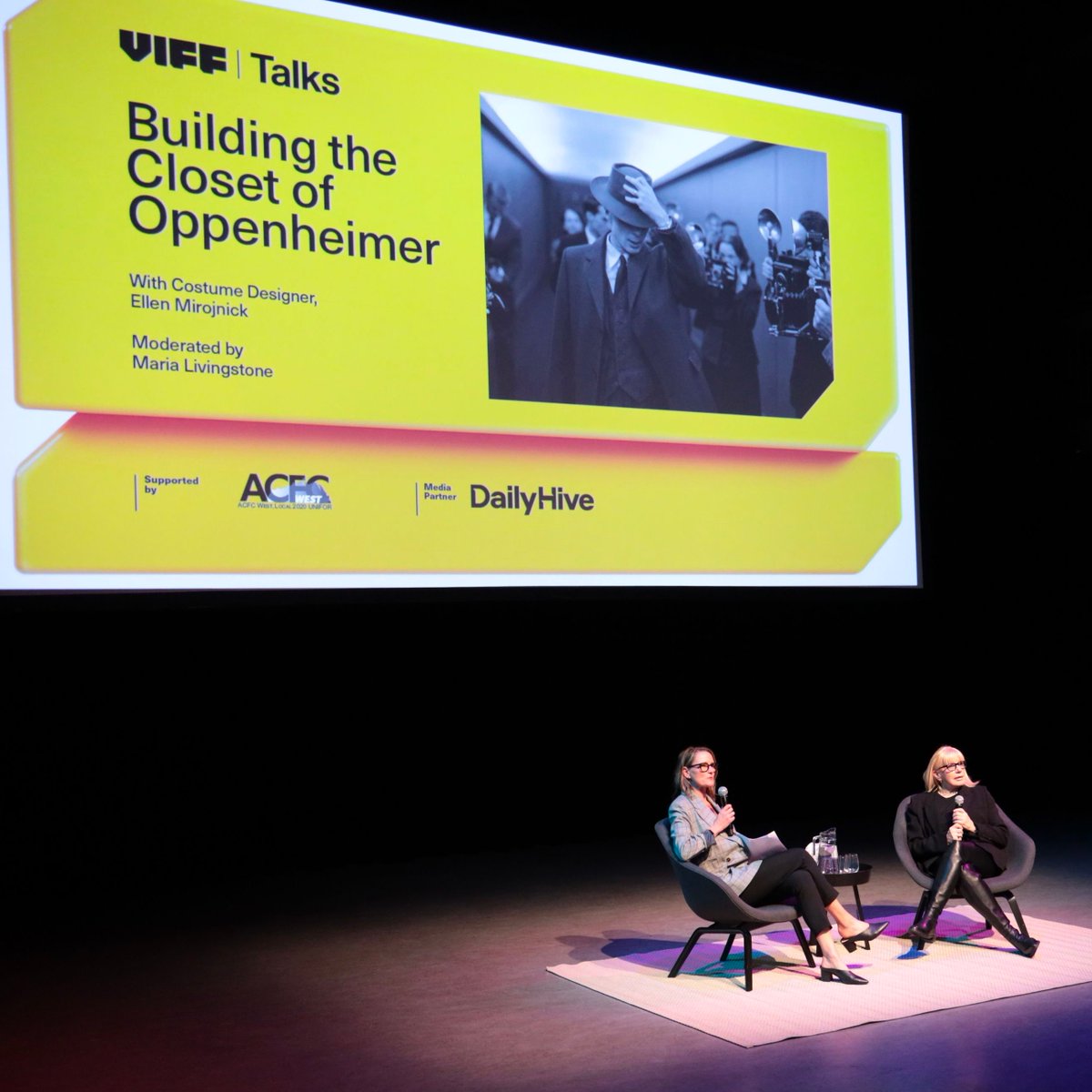 VIFFest's tweet photo. From Barbieland to the closet of Oppenheimer, the 2023 #VIFFTalks would not have been possible without the support of our amazing sponsors @creativebcs, @STORYHIVE @DailyHiveVAN. https://t.co/S66GZNVzSy
