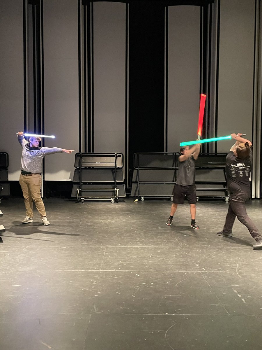 MissMillerOHS's tweet photo. Mr. Overweg finally has a reason to have a light saber duel at work. Welcome to the cast! #backtothe80s @theohstheatre https://t.co/zNkhklczvG