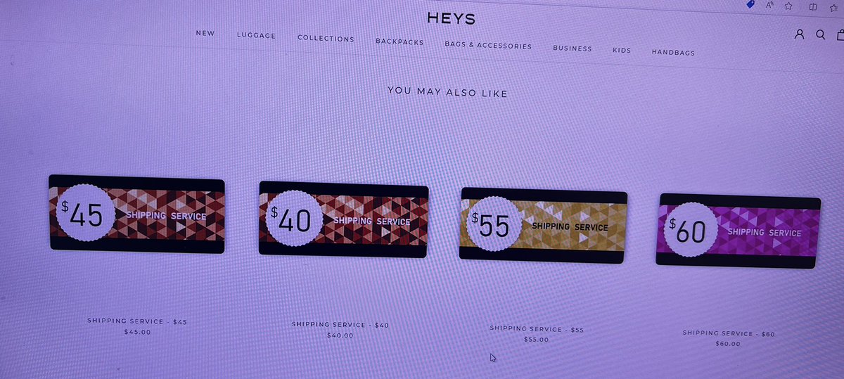 Heys selling shipping cards not luggage’s ??