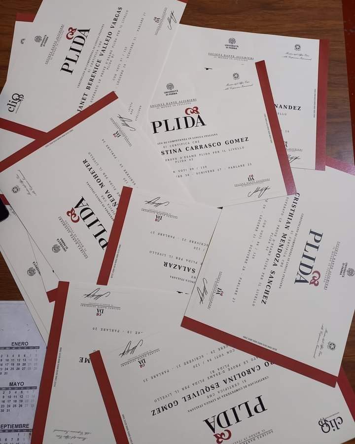 Próxima certificación PLIDA 🇮🇹
A2    B1   NOVIEMBRE  16 
B2  C1  C2  NOVIEMBRE  17
