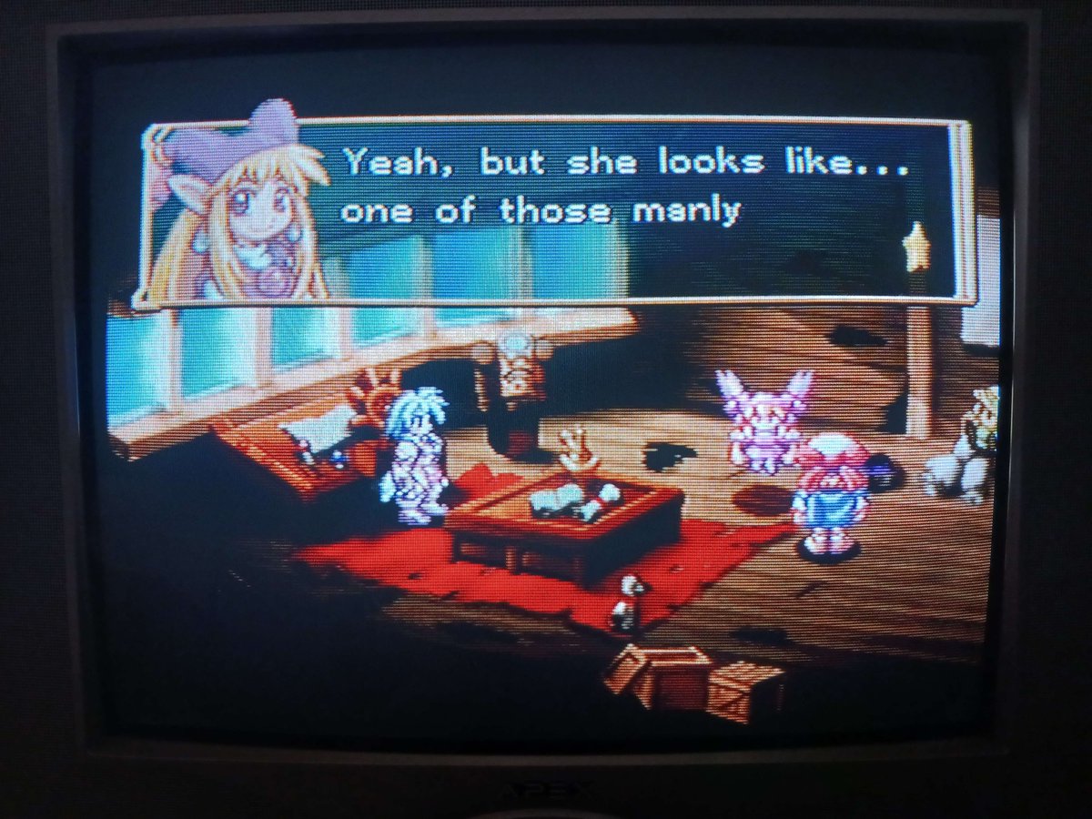 dissidianua's tweet photo. "Yeah, but she looks like... 𝗼𝗻𝗲 𝗼𝗳 𝘁𝗵𝗼𝘀𝗲 𝗺𝗮𝗻𝗹𝘆"
"...one of those manly wrestling chicks..."
#Rhapsody #AMusicalAdventure #MarlKingdom #PuppetPrincess #NISAmerica #マール王国の人形姫 #Beta #Prototype https://t.co/3NDrVsj0f7