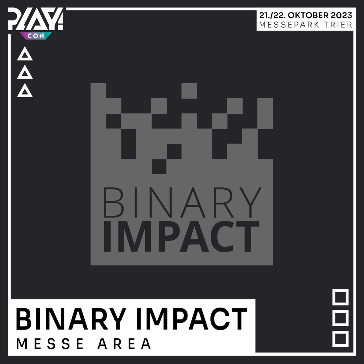 @BinaryImpactG ist ein Spieleentwicklerstudio aus dem Westerwald, die neben Software-Lösungen unter anderem auch Leistungen im Bereich Fernseh- und Veranstaltungstechnik anbieten. 🎮📺 #PLAYCon #GetReadyToPLAY