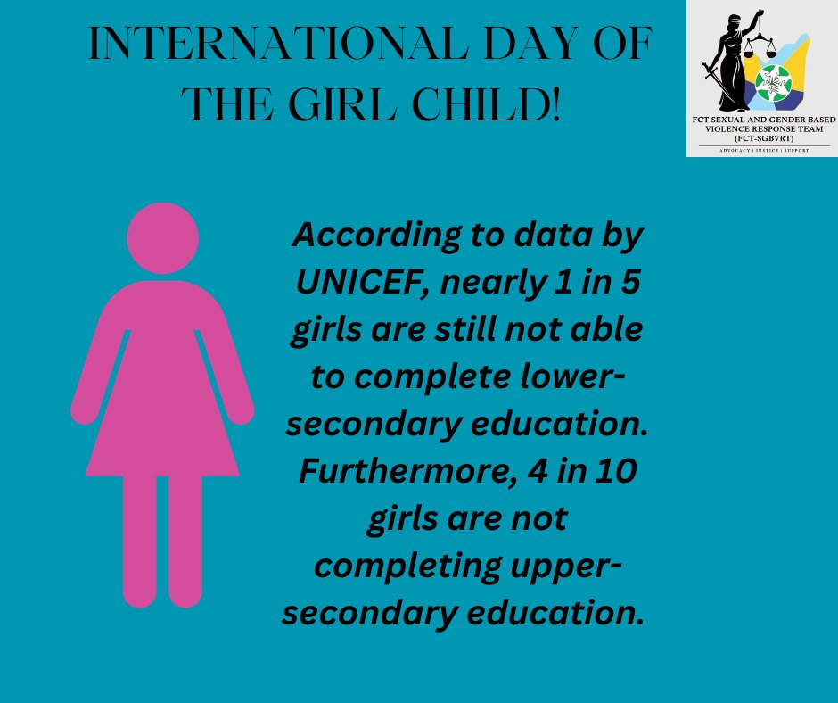 Women and girls can lead us to a fairer future...
Let us amplify girls’ voices, and recommit to working together to build a world where every girl can lead and thrive."
UN Secretary-General António Guterres
#fctsgbvrt #InternationalDayOfTheGirlChild #Girlsday