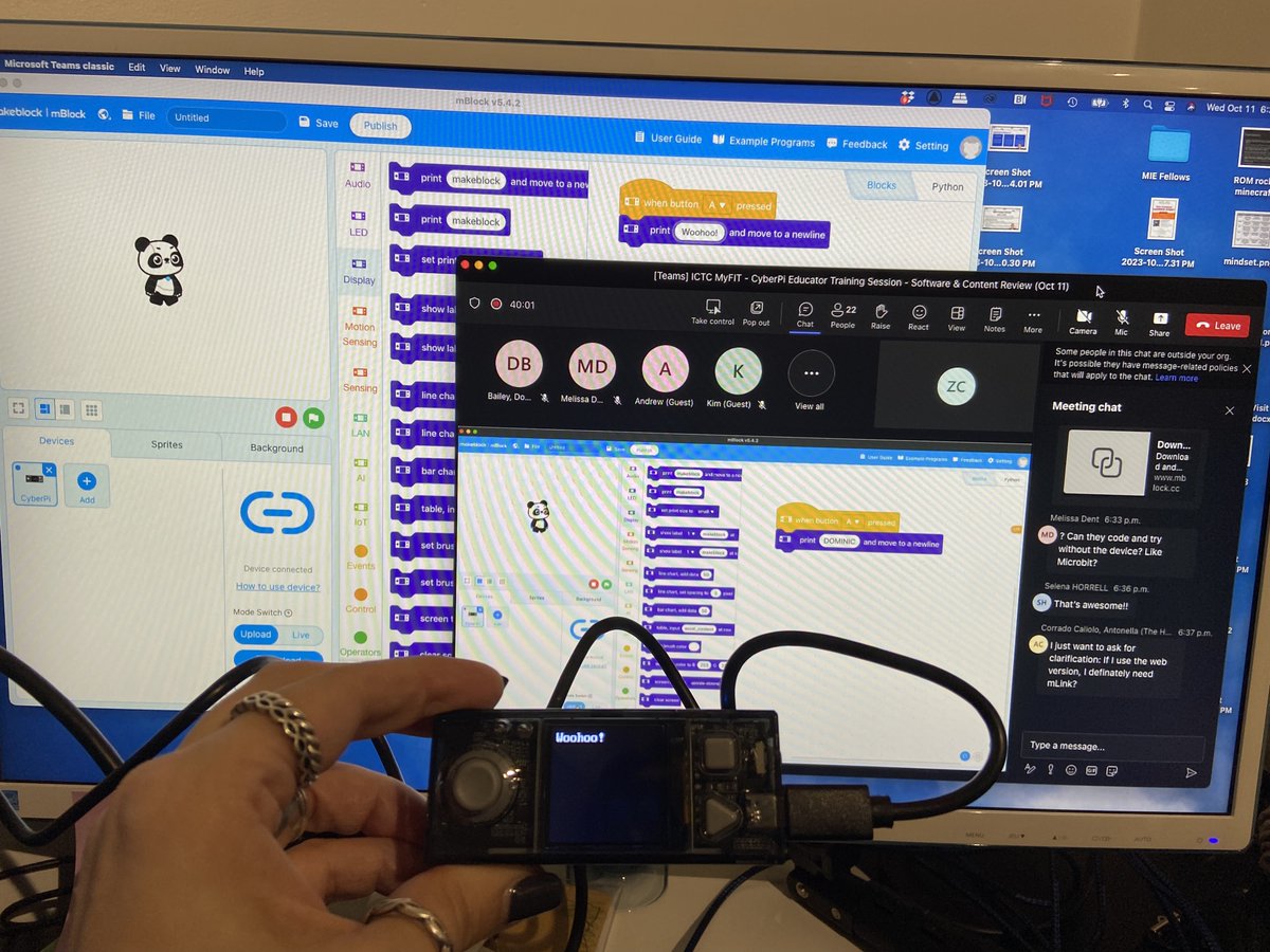 ZeliaMCT's tweet image. Excited about my first session of @ICTC_CTIC #MyFIT program with Dominic Tremblay @LogicsAcademy 🤩
Can’t wait to begin exploring #CyberPi with students! #ComputationalThinking #ICTCProgram #STEM #LogicsAcademy