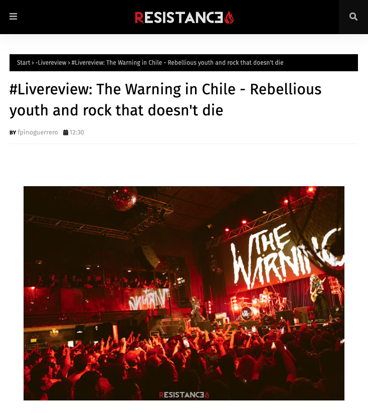 #Livereview: The Warning in Chile - Rebellious youth and rock that doesn't die as @thewarningrockband demonstrated last night in Santiago.-@ResistanceZine 

📰Full Review: bit.ly/45n3ykJ 
#TheWarning #TheWarningBand #ErrorTour2023 #PRSGuitars #SabianCymbals #SpectorBass