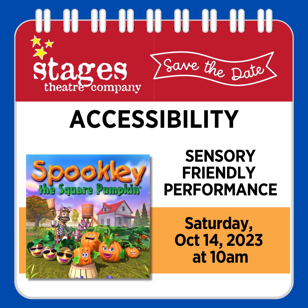 Friendly Reminder: 
The Sensory Friendly performance for 
SPOOKLEY THE SQUARE PUMPKIN will be this 
Saturday,10/14/23 at 10AM. 

Details: bit.ly/stc-sfp

#AccessibleTheatre #TheatreforEveryone #AutismAwareness
#ThinkHopkins #SensoryFriendlyTheatre