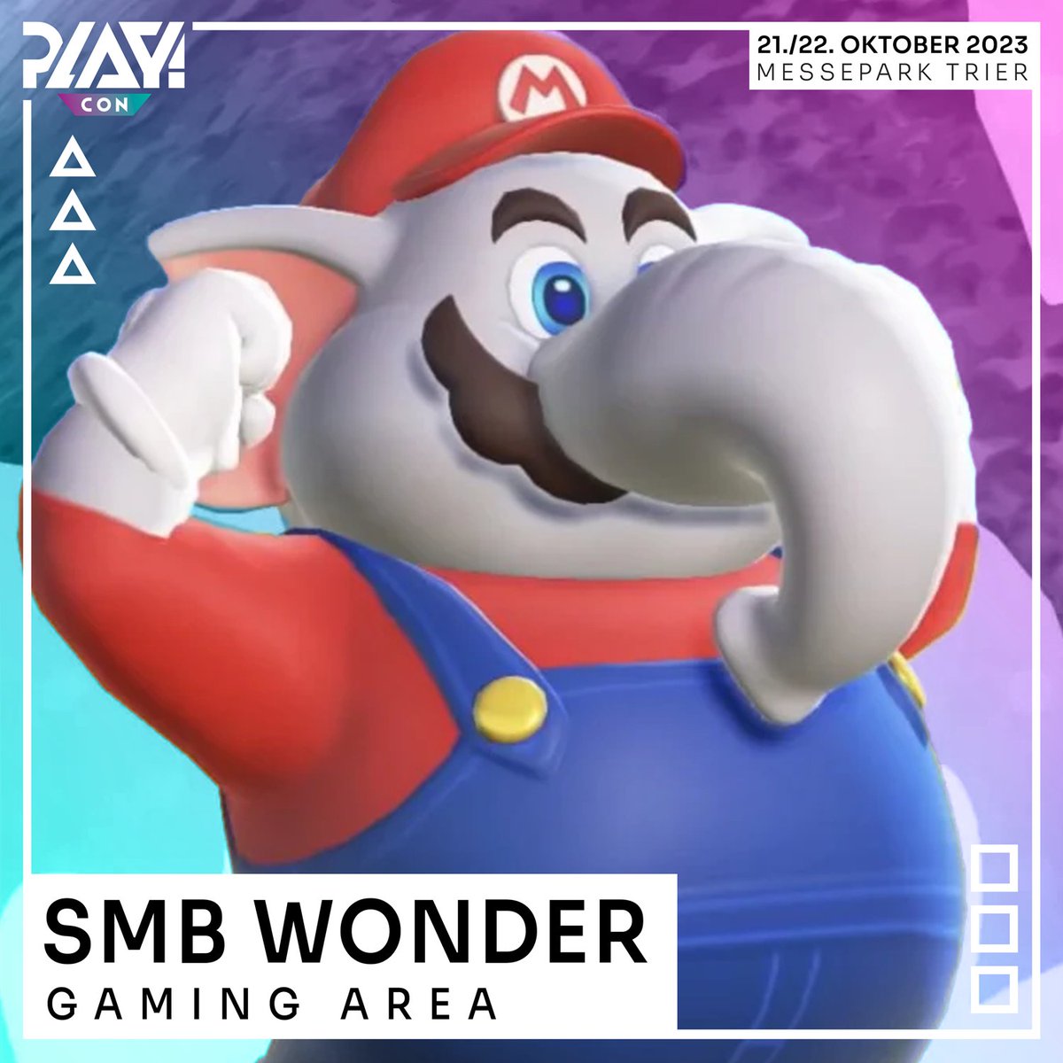 goplaycon's tweet image. Geh mit Mario und seinen Freunden auf ein brandneues 2D-Abenteuer voller Wunder! In Super Mario Bros. Wonder für Nintendo Switch warten an jeder Ecke Überraschungen. 🤩💫🐘 In unserer Gaming Area könnt ihr den aktuellen Mario-Teil zocken. #PLAYCon #GetReadyToPLAY