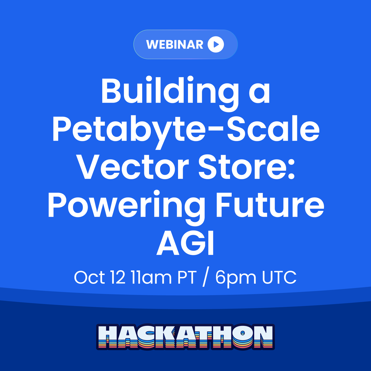Docker's tweet image. Let’s dig in to building and using a vector store and the future of handling data in  GenAI models, together! 

Join us live to plan and scale your AI apps for the #DockerHackathon.

Click the 🔔 &quot;notify me&quot; button to get a reminder before we go live: bit.ly/46sfPW8