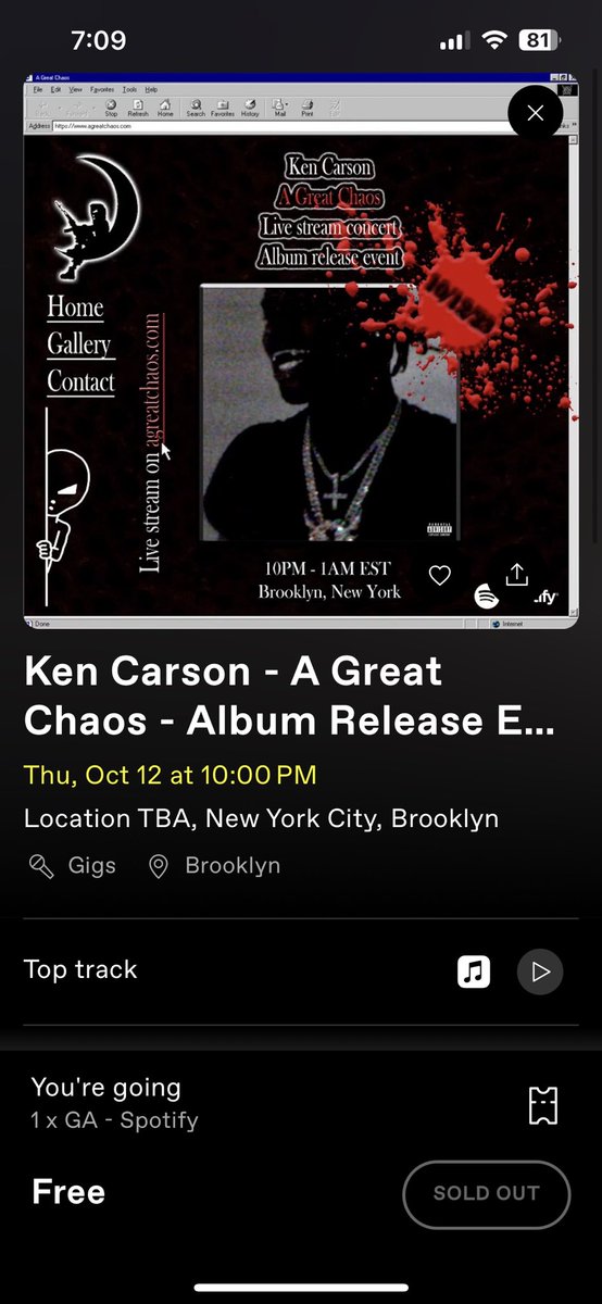 KlayKamikaze's tweet photo. @SLIMEii_ @beachdayelfbar @boroVEVO @RapCaviar @kencarson @Spotify Yea now it’s sold out again but I refreshed and got one hopefully I still have it tomorrow night https://t.co/pUvlqF6S0O