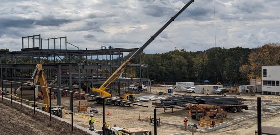 Steel for Building A of the new elementary school building is getting started <a href="/HinghamSchools/">Hingham Public Schools</a>