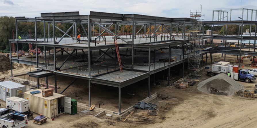 Steel for Building B of the new elementary school building is well underway! <a href="/HinghamSchools/">Hingham Public Schools</a>