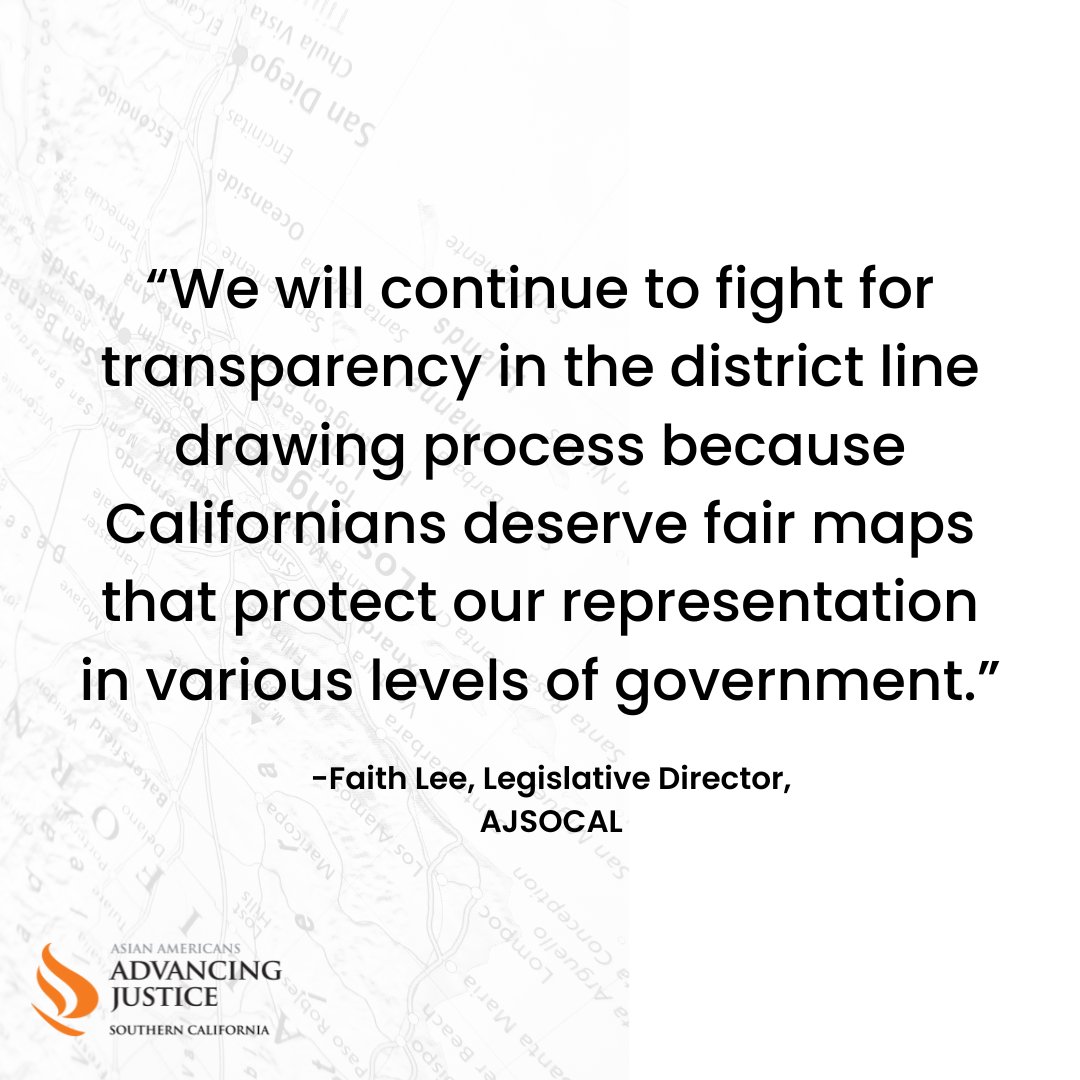 ajsocal_'s tweet image. We are disappointed by Gov. Newsom's veto of #AB1248, which would have required Independent Redistricting Commissions, a proven working tool,  to prevent gerrymandering and empower the people.

However, our fight for fair maps and representation continues.