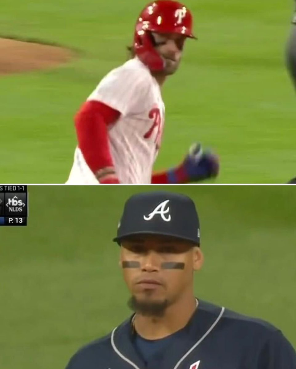 BleacherReport's tweet photo. Braves shortstop Orlando Arcia heckled Bryce Harper after taking Game 2 W

Harper stared down Arcia after both of his HR's tonight 👀😬 https://t.co/yKNp0veYOD