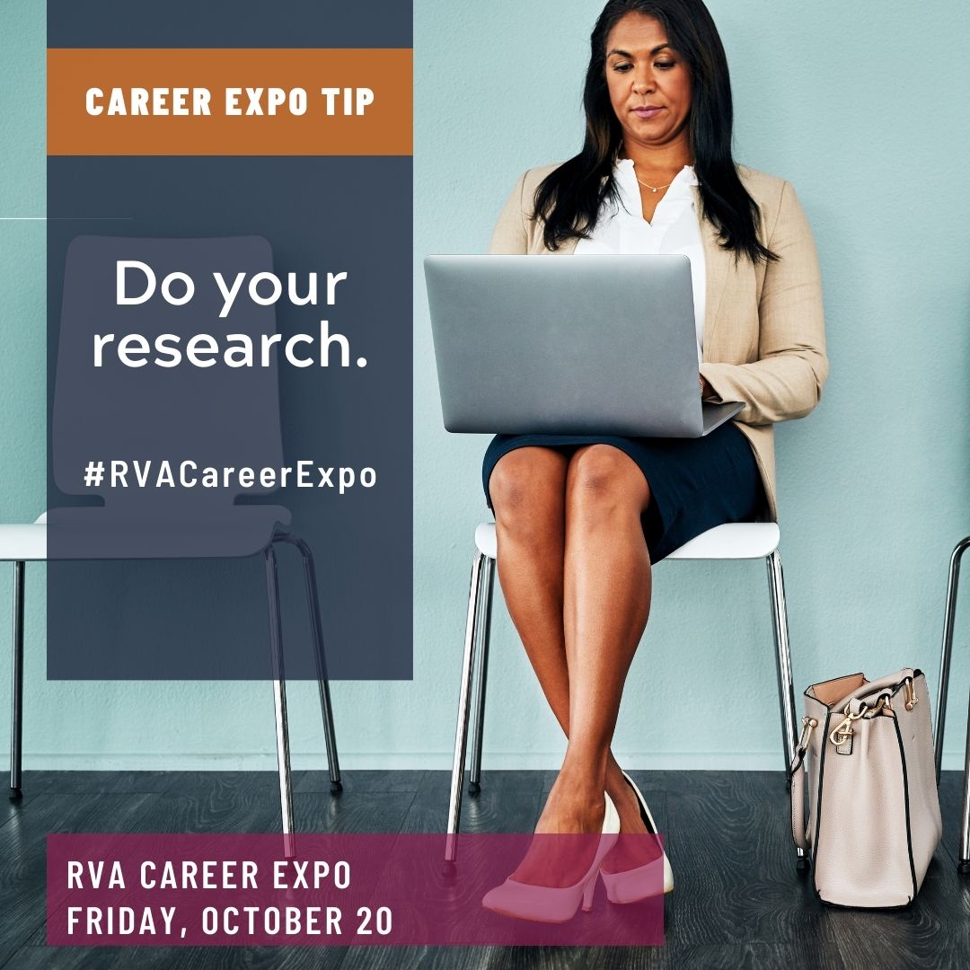 Impress your next potential employer by researching the company before meeting them at the #RVACareerExpo on October 20th. Register today, upload your resume and see the list of #employers who are #hiring at ow.ly/8Uay50PVPRB!  #RVAjobs #Jobseekers #RVA #careerfair
