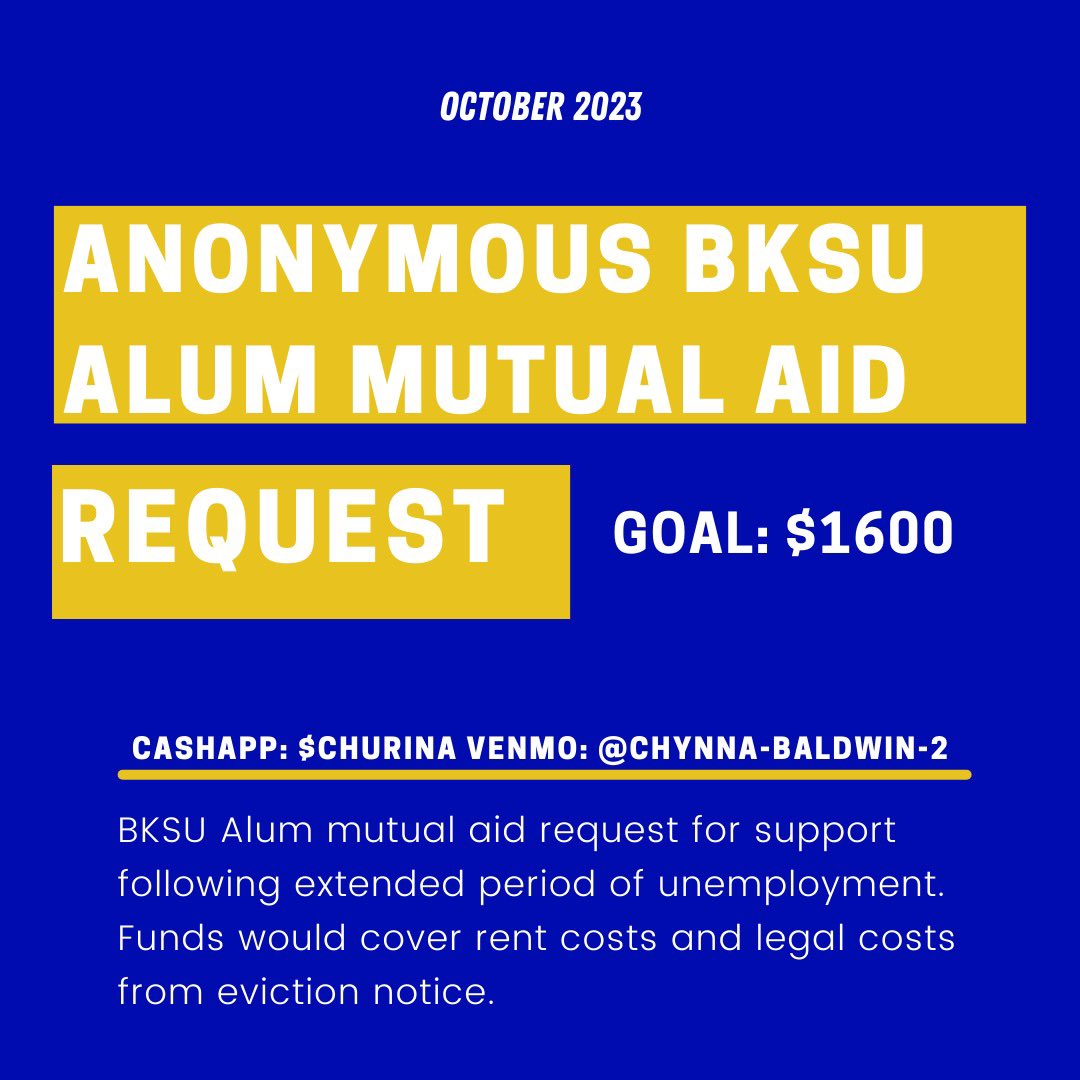 Churina_'s tweet photo. Hi friends 👋🏽 I am once again asking for help in supporting a fellow BKSU alum with getting their needs met.

Funds will help to support them after months of being unemployed &amp; will help to cover legal expenses incurred while fighting eviction https://t.co/BDXry4KVL1