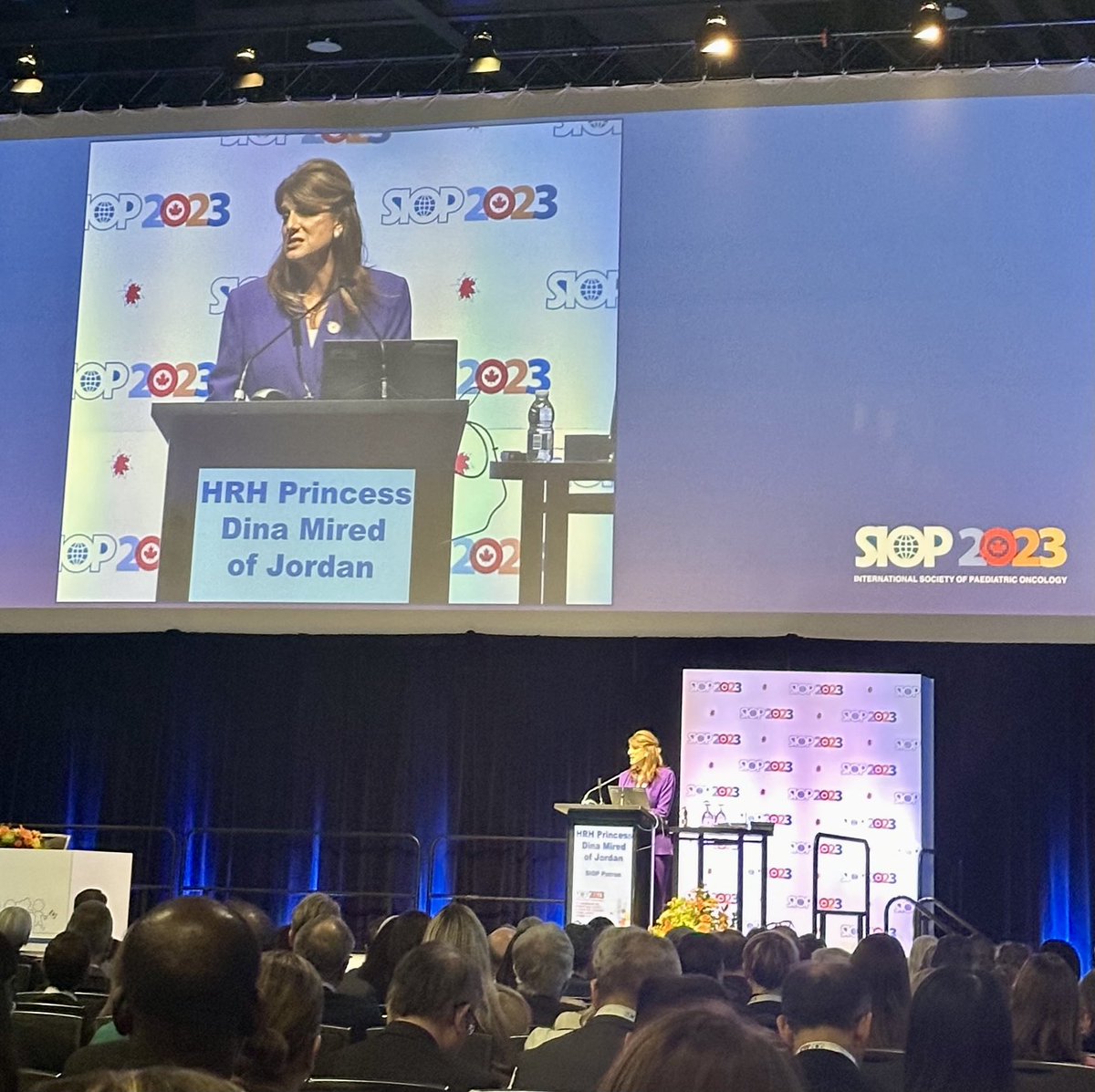 dtw13's tweet photo. HRH Princess Dina Mired of Jordan, mother of cancer survivor, challenged attendees to work to make new cancer advances accessible to all children with cancer, including low and middle income countries. #siopcongress #dfbc @DFBC_PedCare https://t.co/eeuJ2xPZ7o