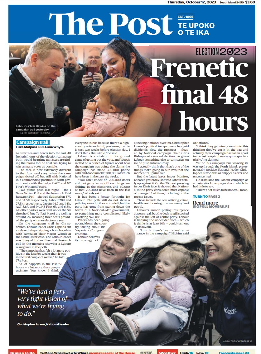 Today's front page! The countdown is on <a href="/LukeRMalpass/">Luke Malpass</a> <a href="/the_postnz/">The Post</a> thepost.co.nz/a/politics/350…