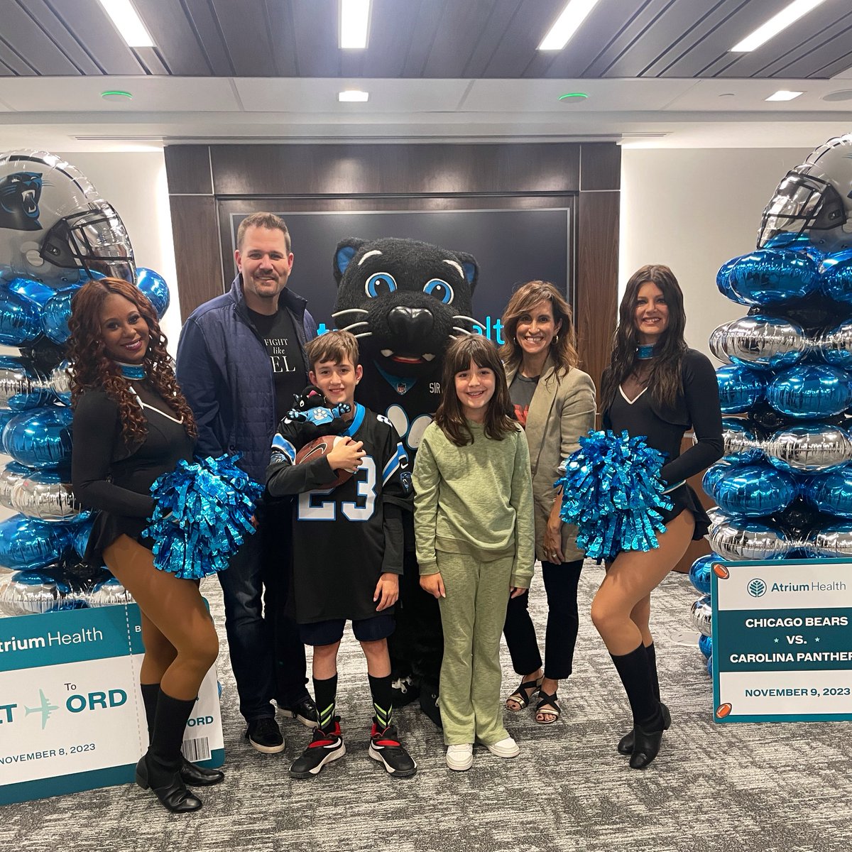 Levine Children’s (@levinechildrens) on Twitter photo Sir-PURR-ise!!! Siblings Elly and Chase Perlman are heading to Chicago to see the <a href="/panthers/">Carolina Panthers</a> versus <a href="/ChicagoBears/">Chicago Bears</a> game at Soldiers Field in November! (Their parents get to come too!) 🎉🏈✈️ Sir-PURR-ise!!! Siblings Elly and Chase Perlman are heading to Chicago to see the <a href="/panthers/">Carolina Panthers</a> versus <a href="/ChicagoBears/">Chicago Bears</a> game at Soldiers Field in November! (Their parents get to come too!) 🎉🏈✈️